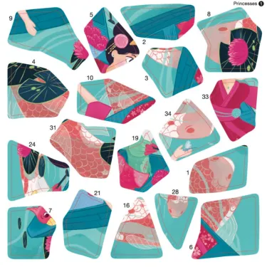 3 puzzles en stickers "Princesses" Poppik