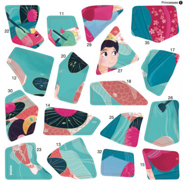 3 puzzles en stickers "Princesses" Poppik