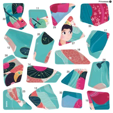 3 puzzles en stickers "Princesses" Poppik