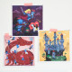 3 puzzles en stickers "Dragon et chevaliers" Poppik