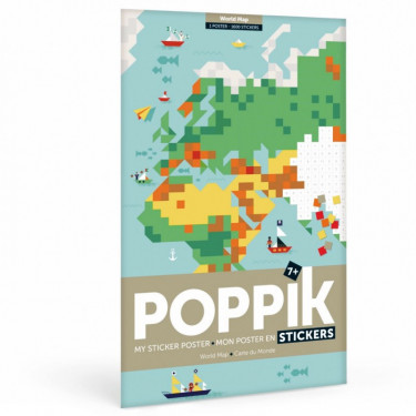 Poster en stickers "Carte du monde" Poppik