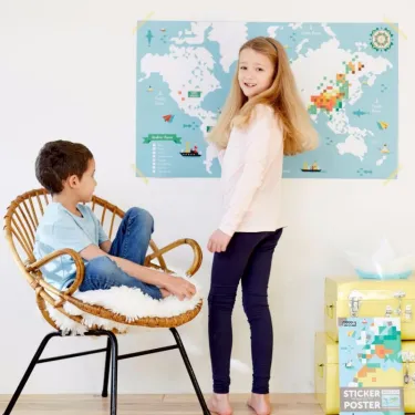 Poster en stickers "Carte du monde" Poppik