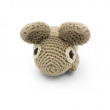 Hochet souris grise en crochet "The veggy toys", coton bio
