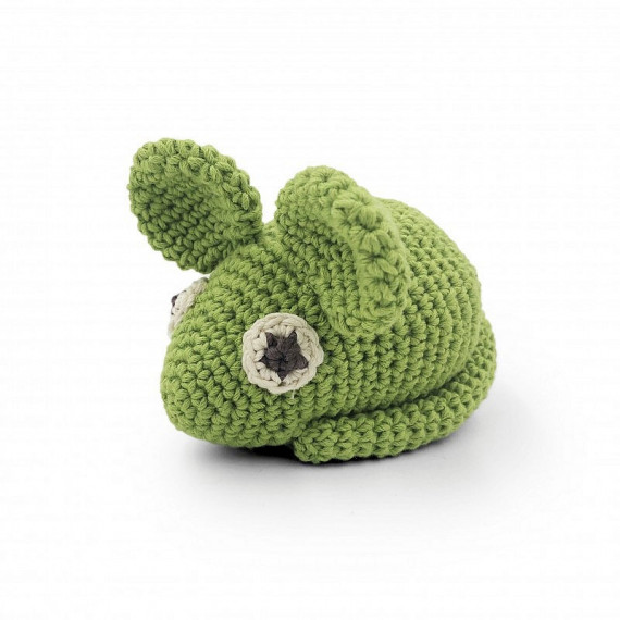 Hochet souris verte en crochet "The veggy toys", coton bio