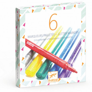6 marqueurs pailletés DJECO DJO 8871