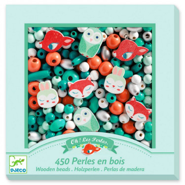 450 Perles en bois "Petits animaux" DJECO 9807