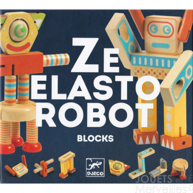 Ze Elastorobot, jeu de blocs en bois pour construire des robots DJECO 6435
