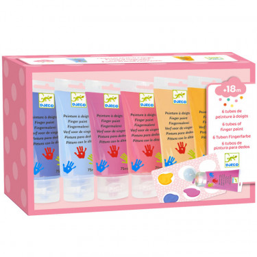 6 tubes de peinture à doigts pour enfant - couleurs "sweet" DJECO 9000