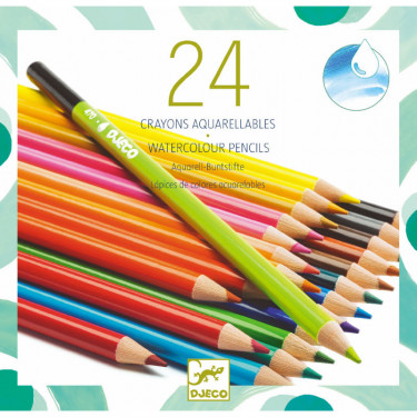 24 crayons de couleur aquarellables DJECO 9754