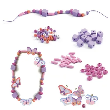 450 Perles en bois "Papillons" DJECO 9810