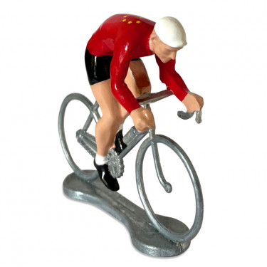 Figurine cycliste winner maillot blanc pois rouge _ Bernard & Eddy