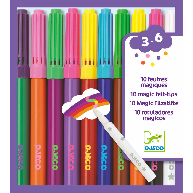 6 tubes de peinture à doigts pour enfant - couleurs pailletées DJECO 9017