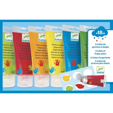 6 tubes de peinture à doigts pour enfant DJECO 8860