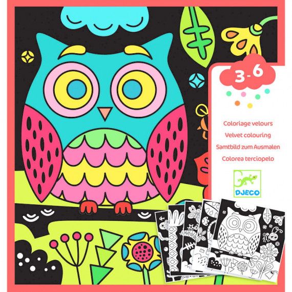 Coloriage velours 'Dans le noir, il y a...' DJECO 9096
