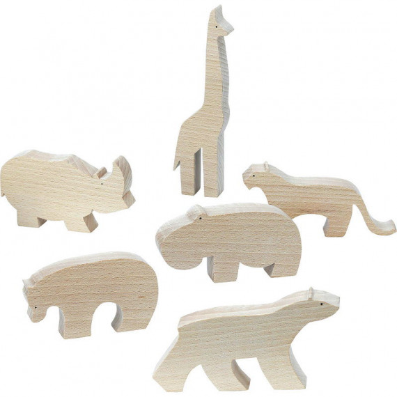 Pack figurines d'animaux en bois de Pompon, VILAC 9103