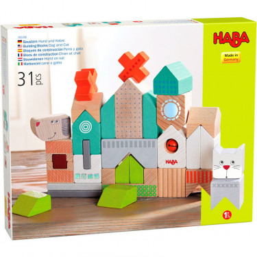 Blocs de construction en bois "Chien et chat" HABA 306086