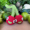 Hochet cerises en crochet "The veggy toys", coton bio