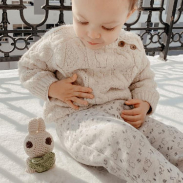 "Pinpin le lapin" hochet pour bébé en crochet en coton bio The veggy toys