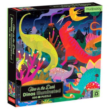 Puzzle qui Brille dans le Noir "Dinosaures" 500 pcs Mudpuppy