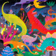 Puzzle qui Brille dans le Noir "Dinosaures" 500 pcs Mudpuppy
