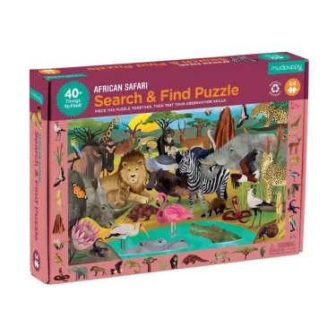 Puzzle 'Cherche & Trouve' Safari africain 64 pcs Mudpuppy