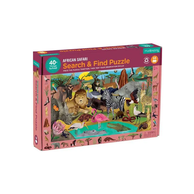 Puzzle 'Cherche & Trouve' Safari africain 64 pcs Mudpuppy