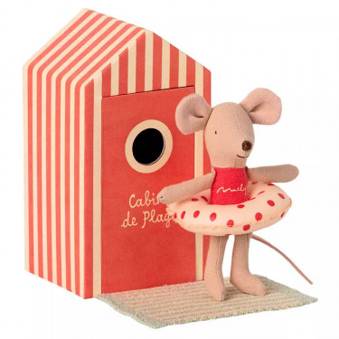 Petite soeur souris et sa cabine de plage Maileg