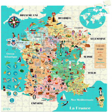 Puzzle carte de France 300 pcs Ingela P. Arrhenius VILAC 7618