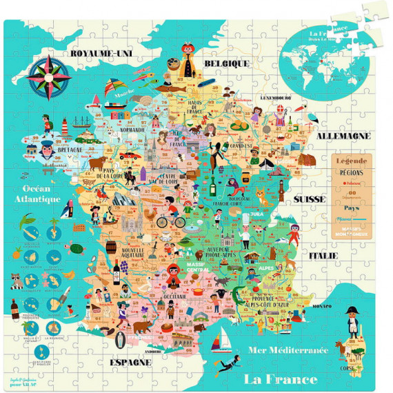 Puzzle carte de France 300 pcs Ingela P. Arrhenius VILAC 7618