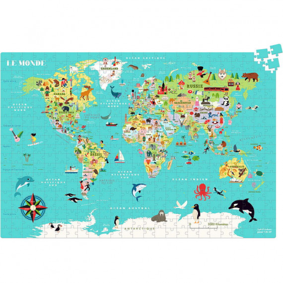 Puzzle carte du monde 500 pcs Ingela P. Arrhenius VILAC 7619