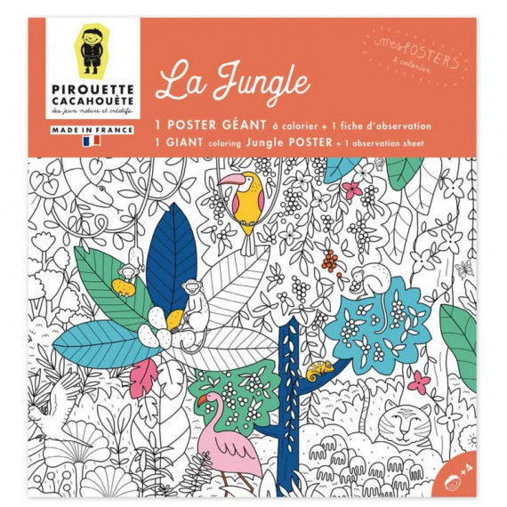 Poster géant à colorier 'La jungle' Pirouette Cacahouète