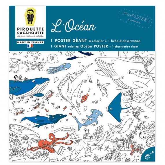 Poster géant à colorier 'L'océan' Pirouette Cacahouète