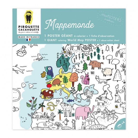 Poster géant à colorier 'Mappemonde' Pirouette Cacahouète
