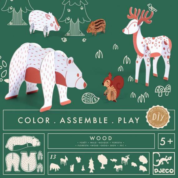 Kit animaux DIY Forêt DJECO 8001 Color. Assemble. Play