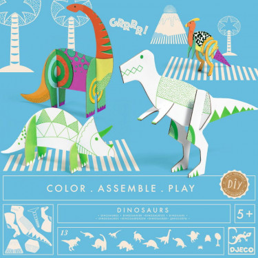 Kit animaux DIY "Dinosaures" DJECO 8004 Color. Assemble. Play