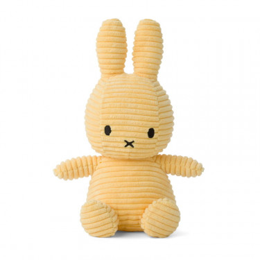 Peluche Miffy en velours côtelé jaune pastel 24cm