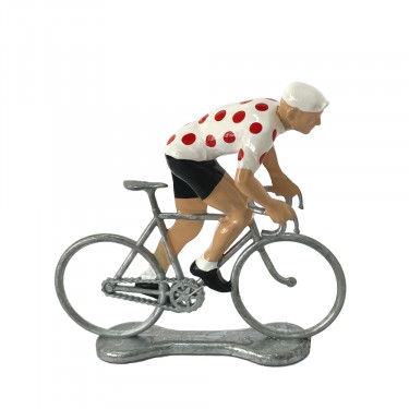 Figurine cycliste grimpeur maillot blanc pois rouges _ Bernard & Eddy