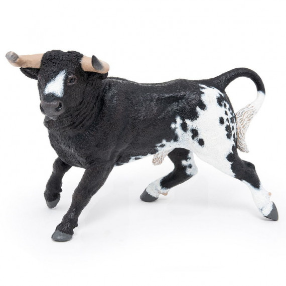 Taureau espagnol noir et blanc, figurine PAPO 51184