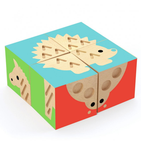 4 cubes puzzles en bois TouchBasic DJECO 6217