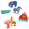 Puzzle relief en bois Savana Story, jeu d'encastrement DJECO 1068