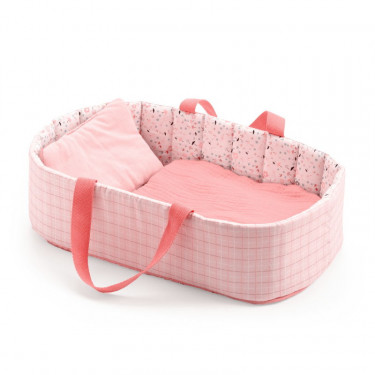 Couffin 'Pink lines' accessoire pour poupée POMEA de Djeco 7844