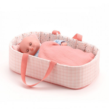 Couffin 'Pink lines' accessoire pour poupée POMEA de Djeco 7844