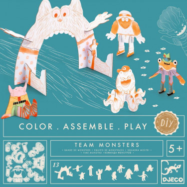Kit monstres DIY "Team monsters" DJECO 8006 Color. Assemble. Play