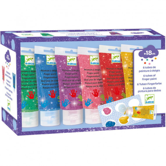 6 tubes de peinture a doigts, jouets 1er age