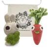 "Kit Lapinou" hochets pour bébé en crochet en coton bio The veggy toys