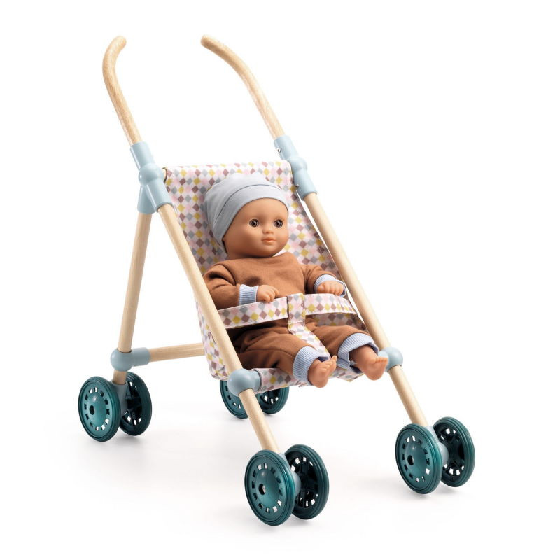 Poussette en bois pour poupée outlet