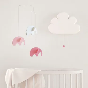 Mobile en papier "Eléphants roses" Flensted Mobiles
