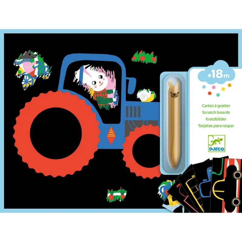 Cartes à gratter des tout-petits 'Véhicules à découvrir' DJECO 0040
