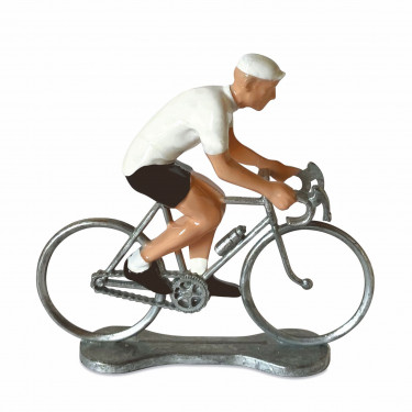 Figurine cycliste maillot blanc "meilleur jeune" _ Bernard & Eddy