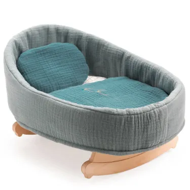 Berceau à bascule en bois "Blue Dream" pour poupée POMEA de Djeco 7848